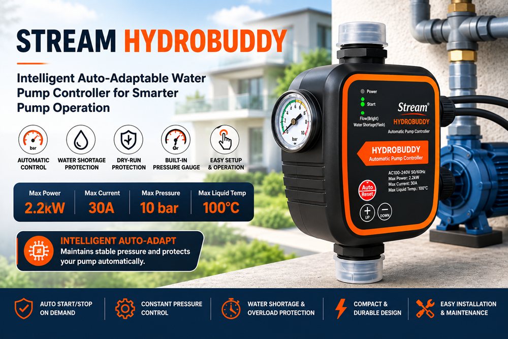 Stream Hydrobuddy: Intelligent Auto-Adaptable Water Pump Controller for Smarter Pump Operation Stream Hydrobuddy: Intelligent Auto-Adaptable Water Pump Controller for Smarter Pump Operation