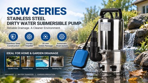 Stream SGW Stainless Steel Dirty Water Submersible Pump for Home & Garden