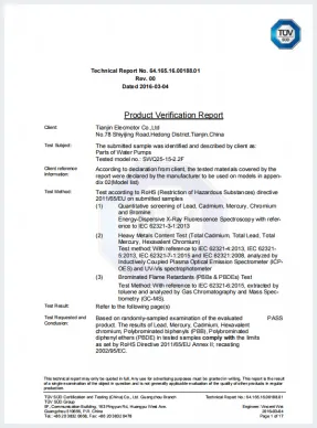 ROHS Certificate for Submersible Pumps